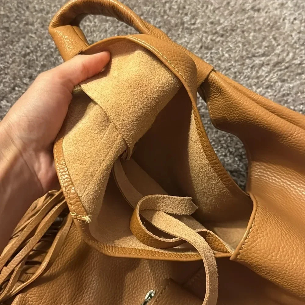 Genuine leather fringe leather hobo bag from Italy